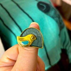 Vintage Brass 3D Bird Ring